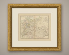 Antique Map of Germany and the Austrian Empire with Population Table, 1858
