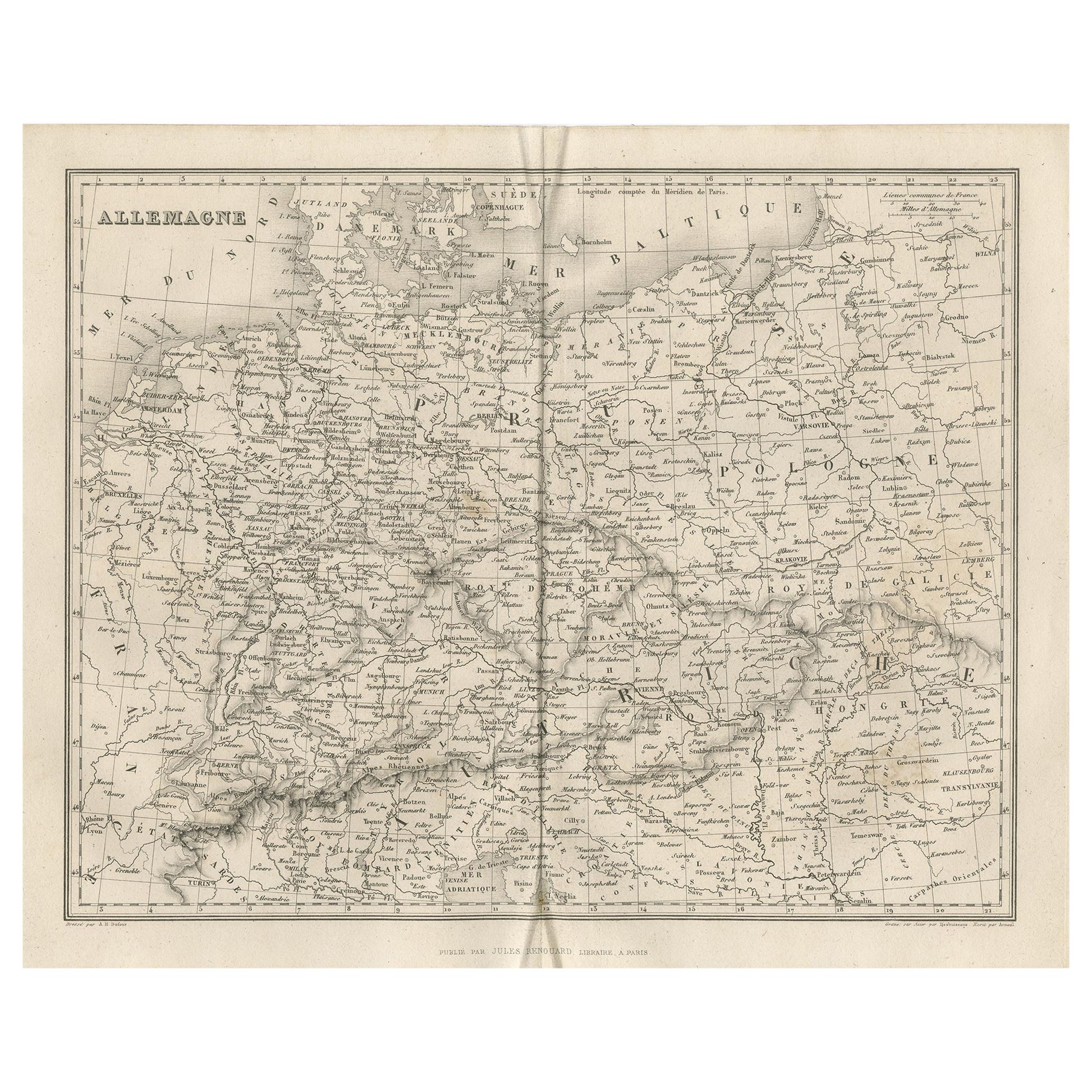 Antike Karte Deutschlands von Balbi '1847'