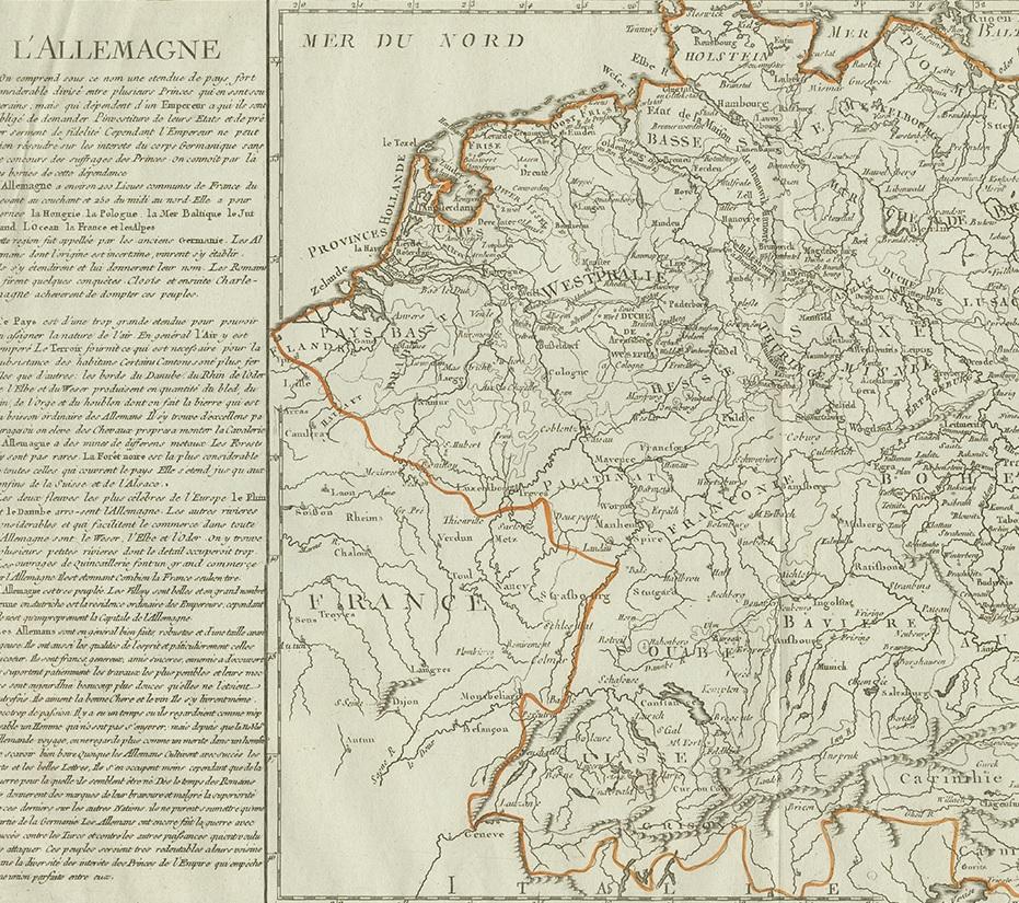 Carte ancienne de l'Allemagne par Clouet:: 1787 Bon état - En vente à Langweer, NL