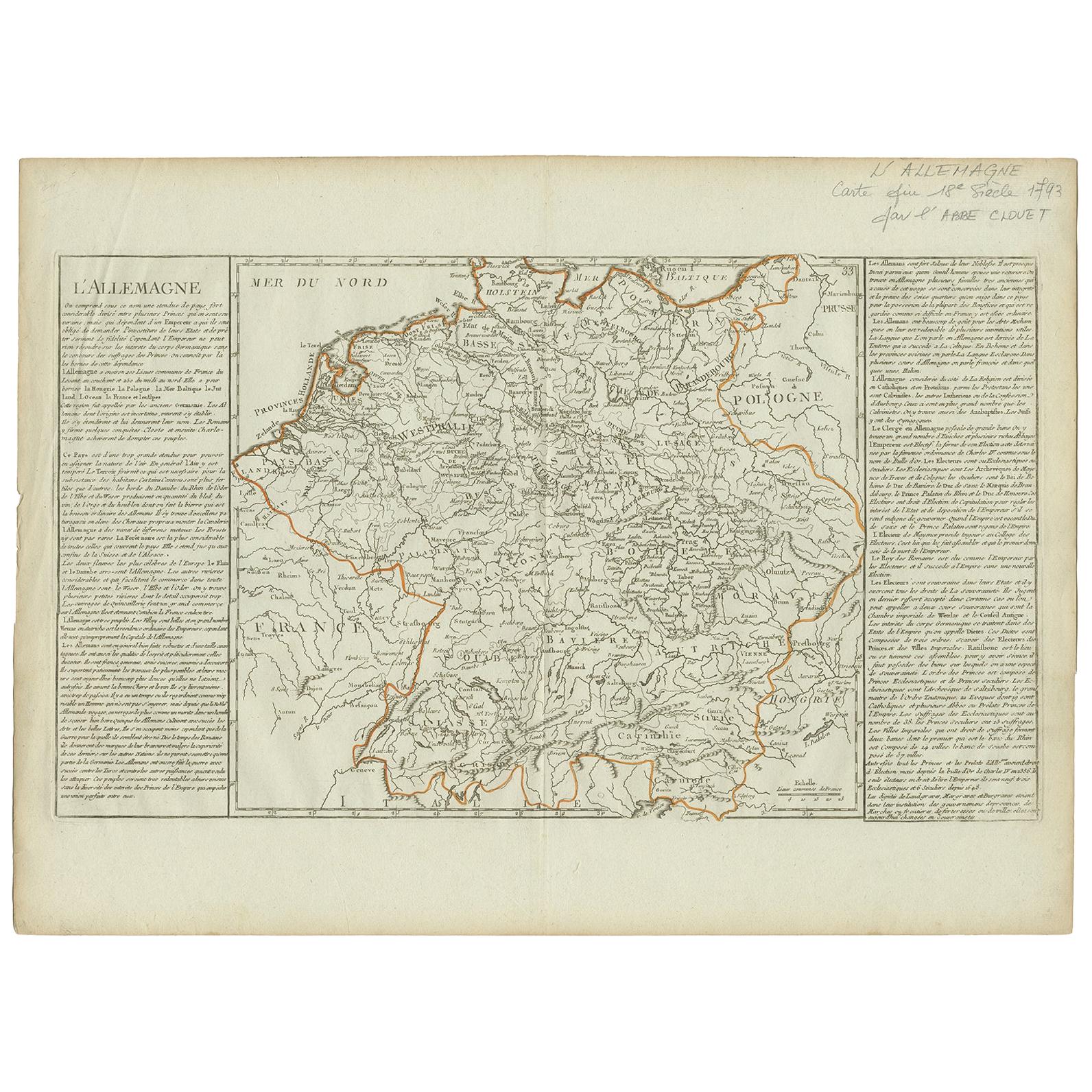 Antique Map of Germany by Clouet, 1787