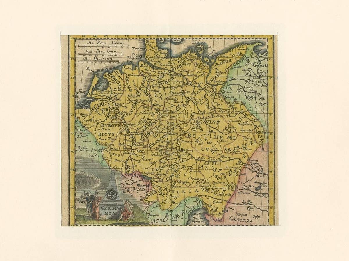 Antique Map of Germany by Hederichs 'circa 1740'