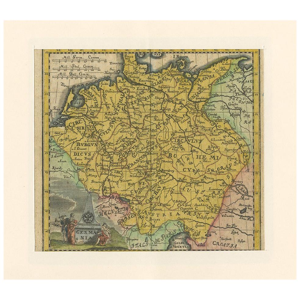 Antike Deutschlandkarte von Hederichs 'um 1740'