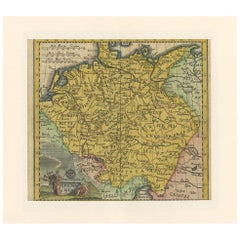 Carta geografica antica della Germania di Hederichs del 1740 circa