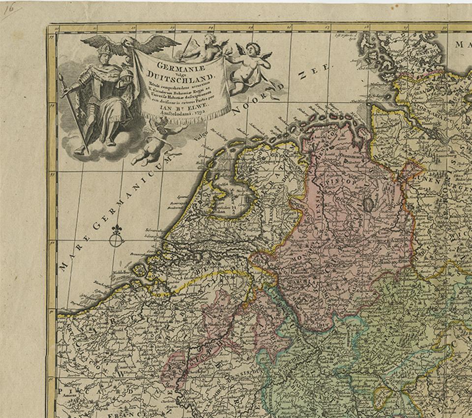 Antique Map of Germany by J.B. Elwe, 1792 In Good Condition For Sale In Langweer, NL