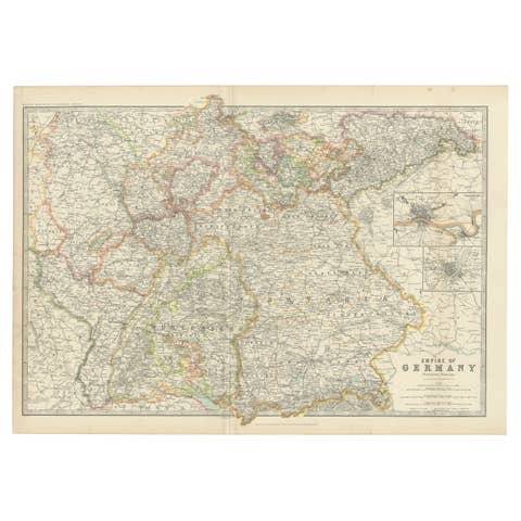 Antique Map of Germany by Johnston '1909'