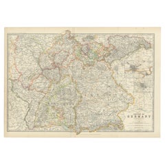 Antique Map of Germany by Johnston '1909'