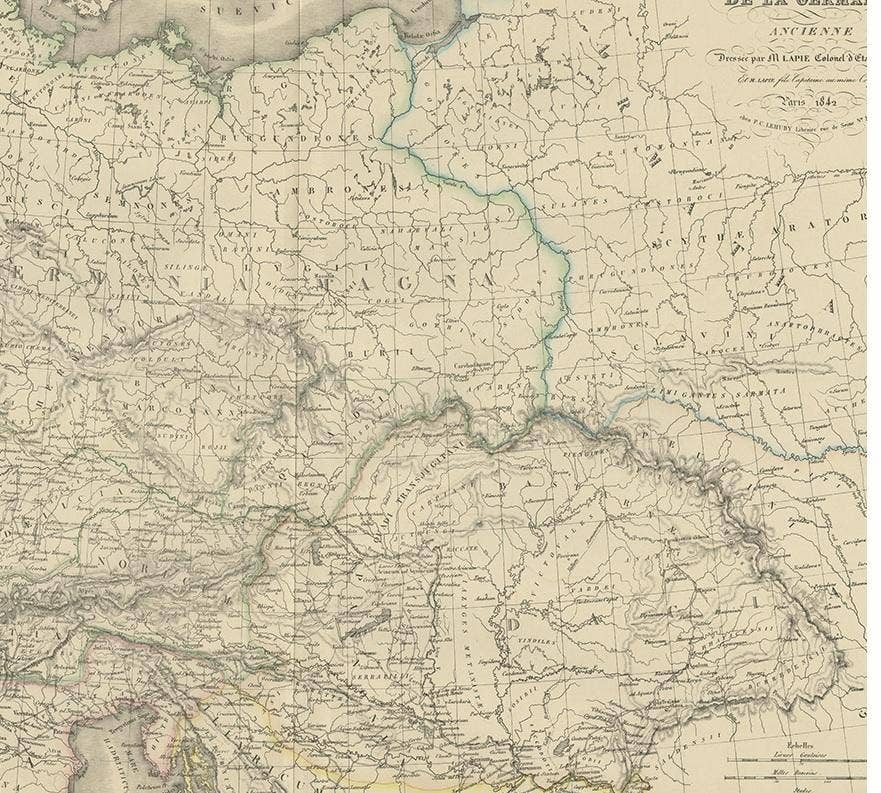 Antique 1842 Map of Germany by Pierre M. Lapie, Mid-19th Century