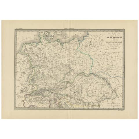 Antique 1842 Map of Germany by Pierre M. Lapie, Mid-19th Century