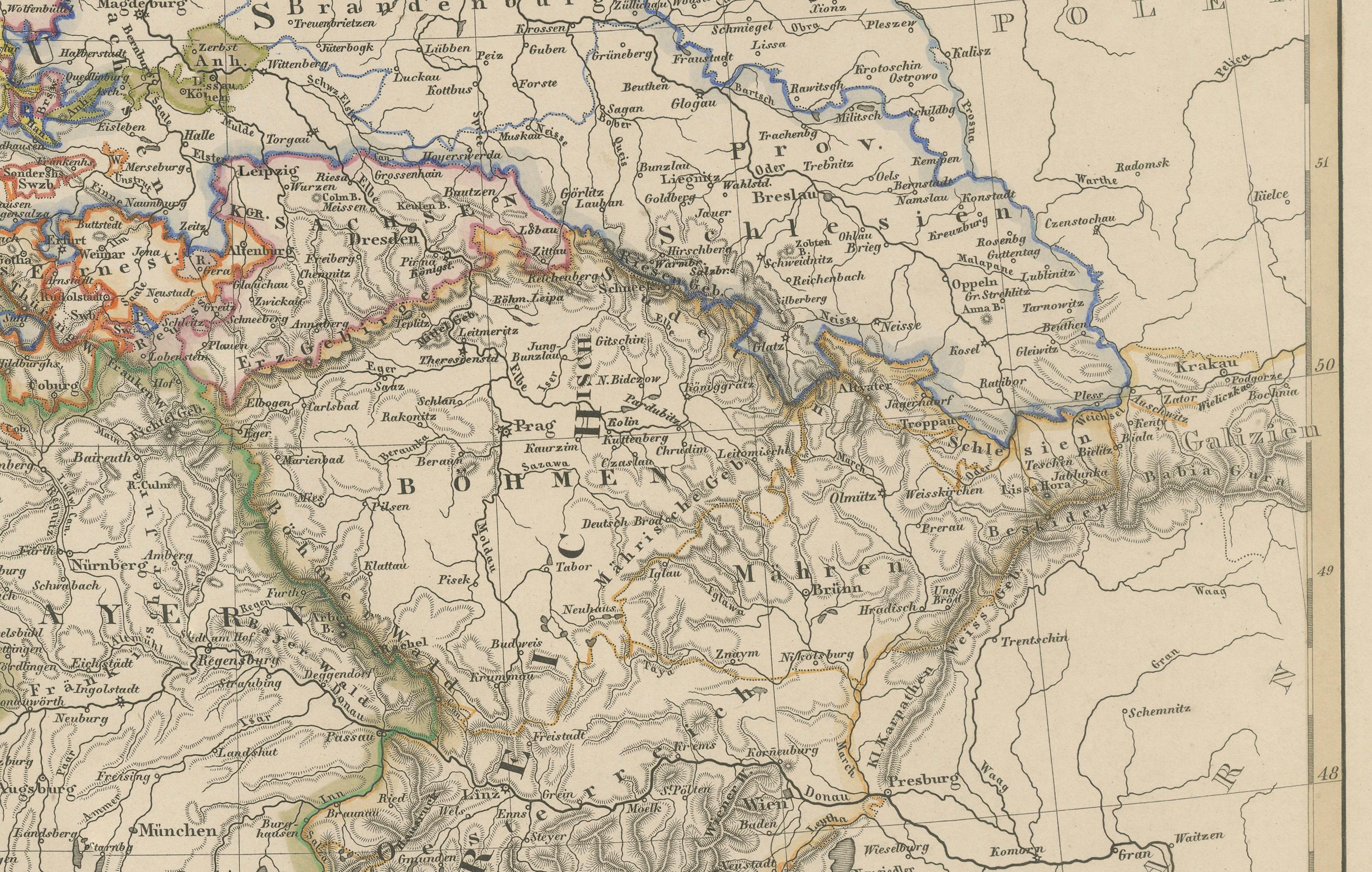 Carte ancienne de l'Allemagne, des Pays-Bas, de la Belgique et de la Suisse - Stülpnagel, 1857

Belle carte de l'Europe centrale du milieu du XIXe siècle intitulée 