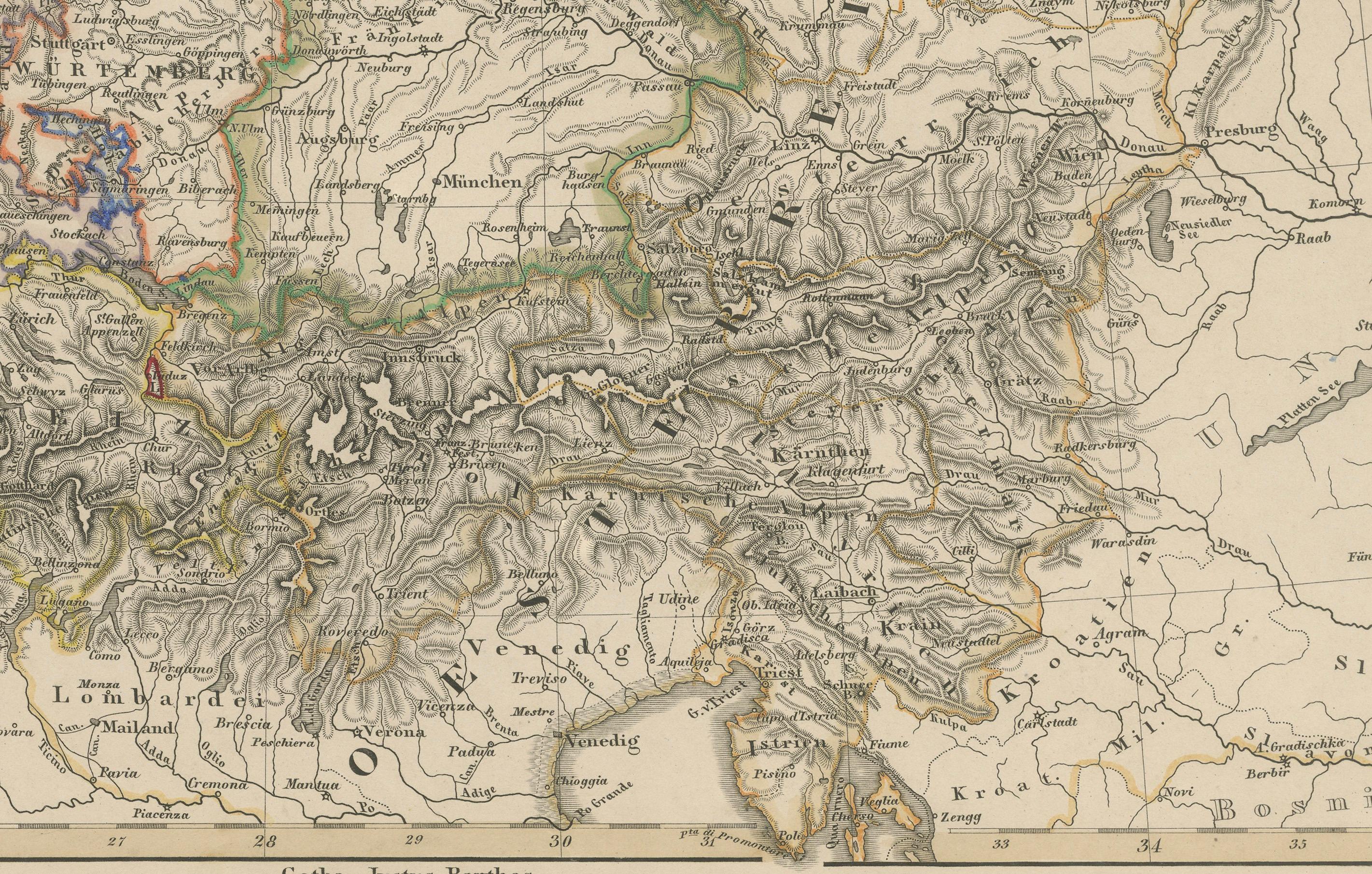 Allemand Carte ancienne de l'Allemagne, des Pays-Bas, de la Belgique et de la Suisse - Stülpnagel, 1857 en vente