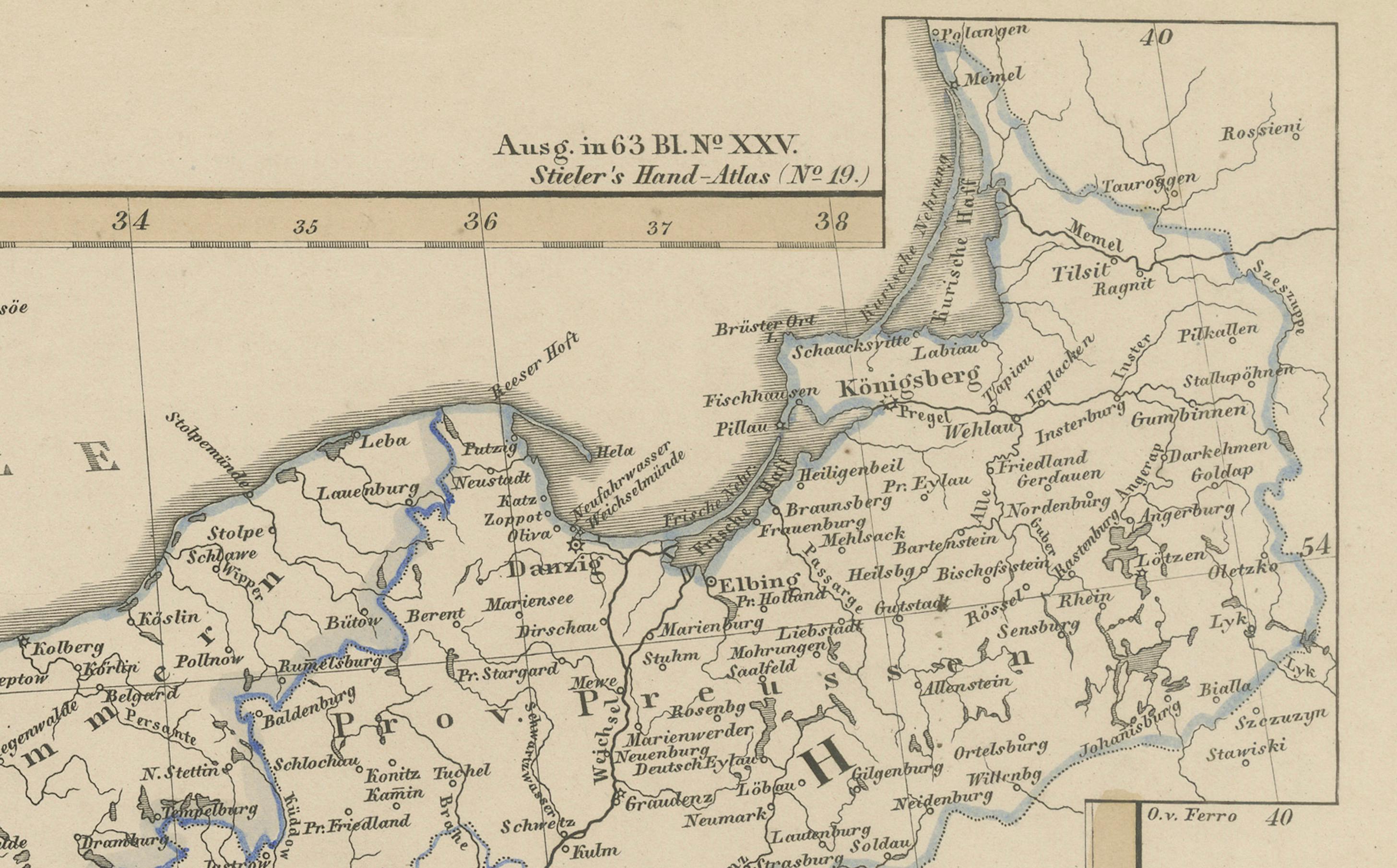 Papier Carte ancienne de l'Allemagne, des Pays-Bas, de la Belgique et de la Suisse - Stülpnagel, 1857 en vente