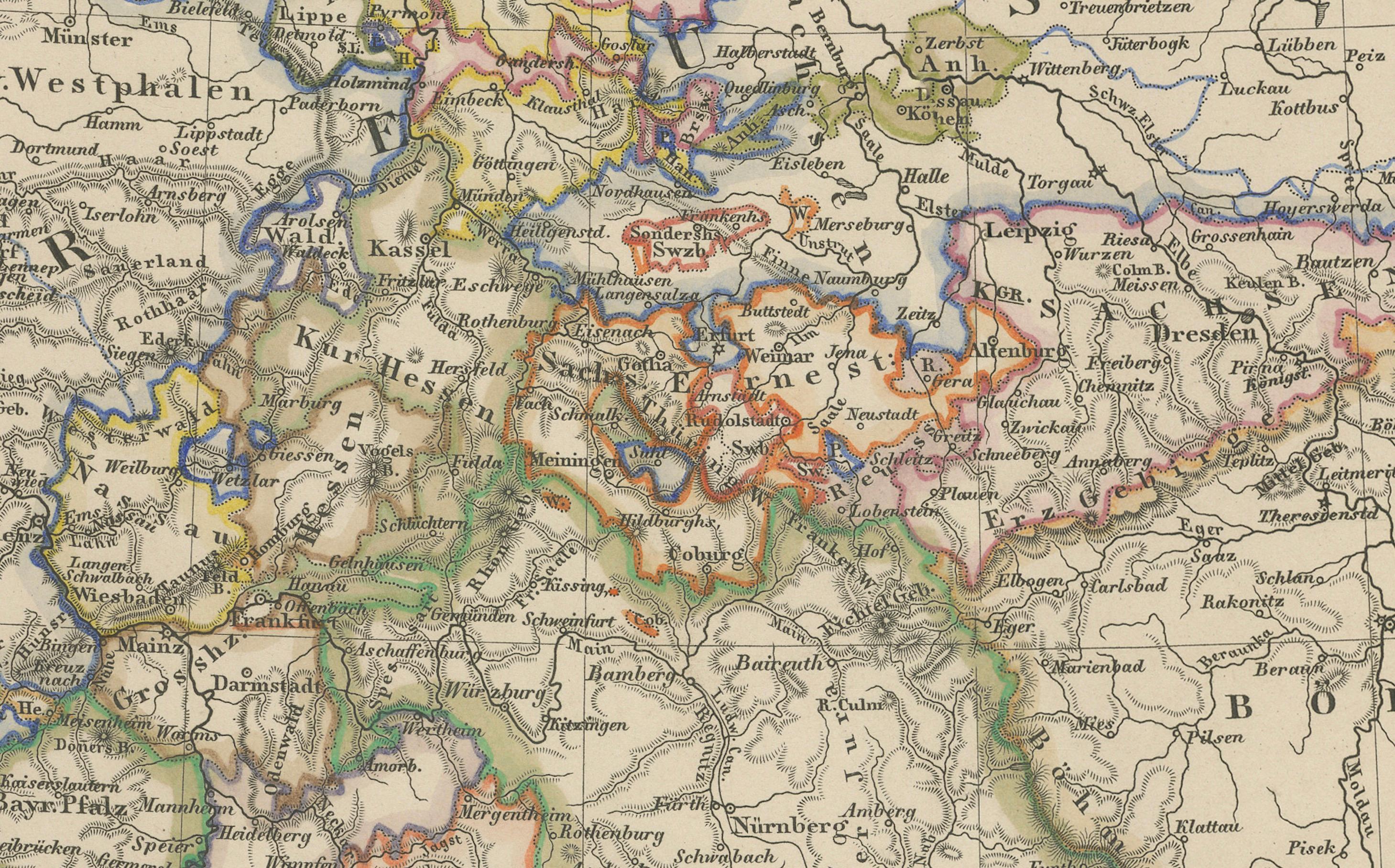 Carte ancienne de l'Allemagne, des Pays-Bas, de la Belgique et de la Suisse - Stülpnagel, 1857 en vente 1