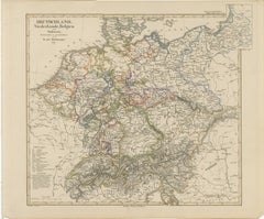 Mapa antiguo de Alemania, Países Bajos, Bélgica y Suiza - Stülpnagel, 1857