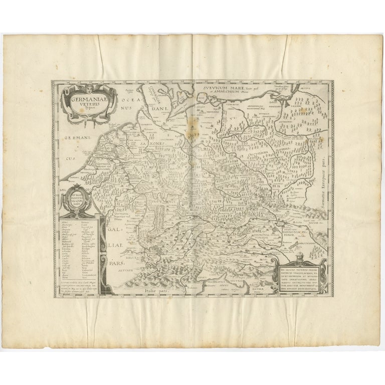 Antique Map of Germany of German in Roman Times, c.1660 For Sale