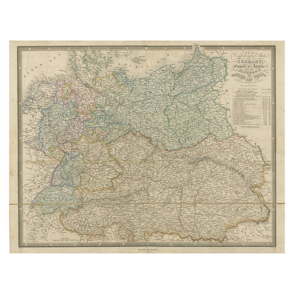 Antique Map of Germany with the Empire of Austria by Wyld '1845'