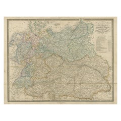 Carte ancienne d'Allemagne avec l'Empire d'Autriche par Wyld '1845'