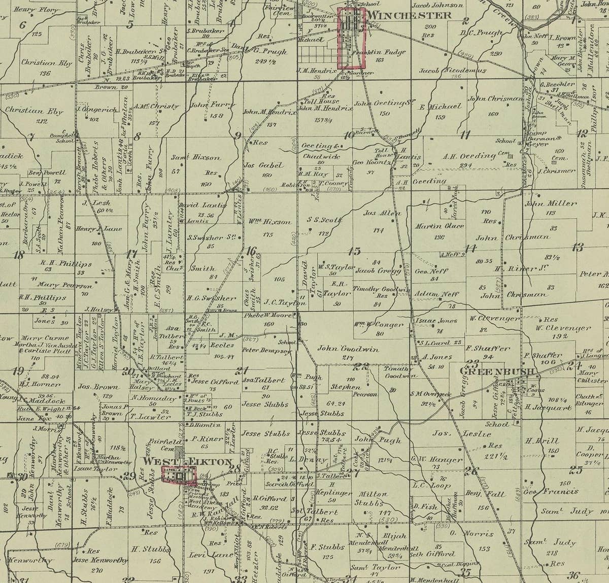 Antique Map of Gratis 'Ohio' by Titus '1871'