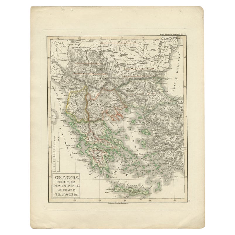 Antique Map of Greece and Macedonia, 1848