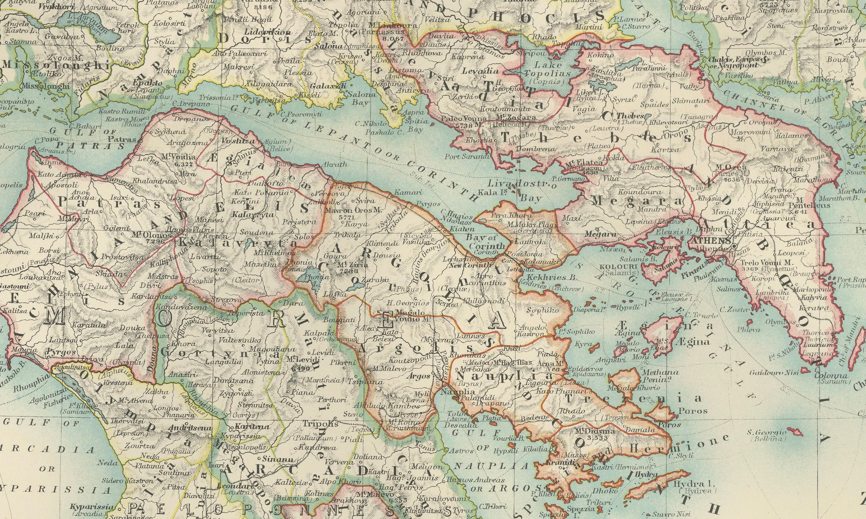 Titel: Antike Karte von Griechenland und den Kykladen, 1903, mit aufwändigen Detail- und Inspektionskarten

Beschreibung: Diese antike Karte mit dem Titel 