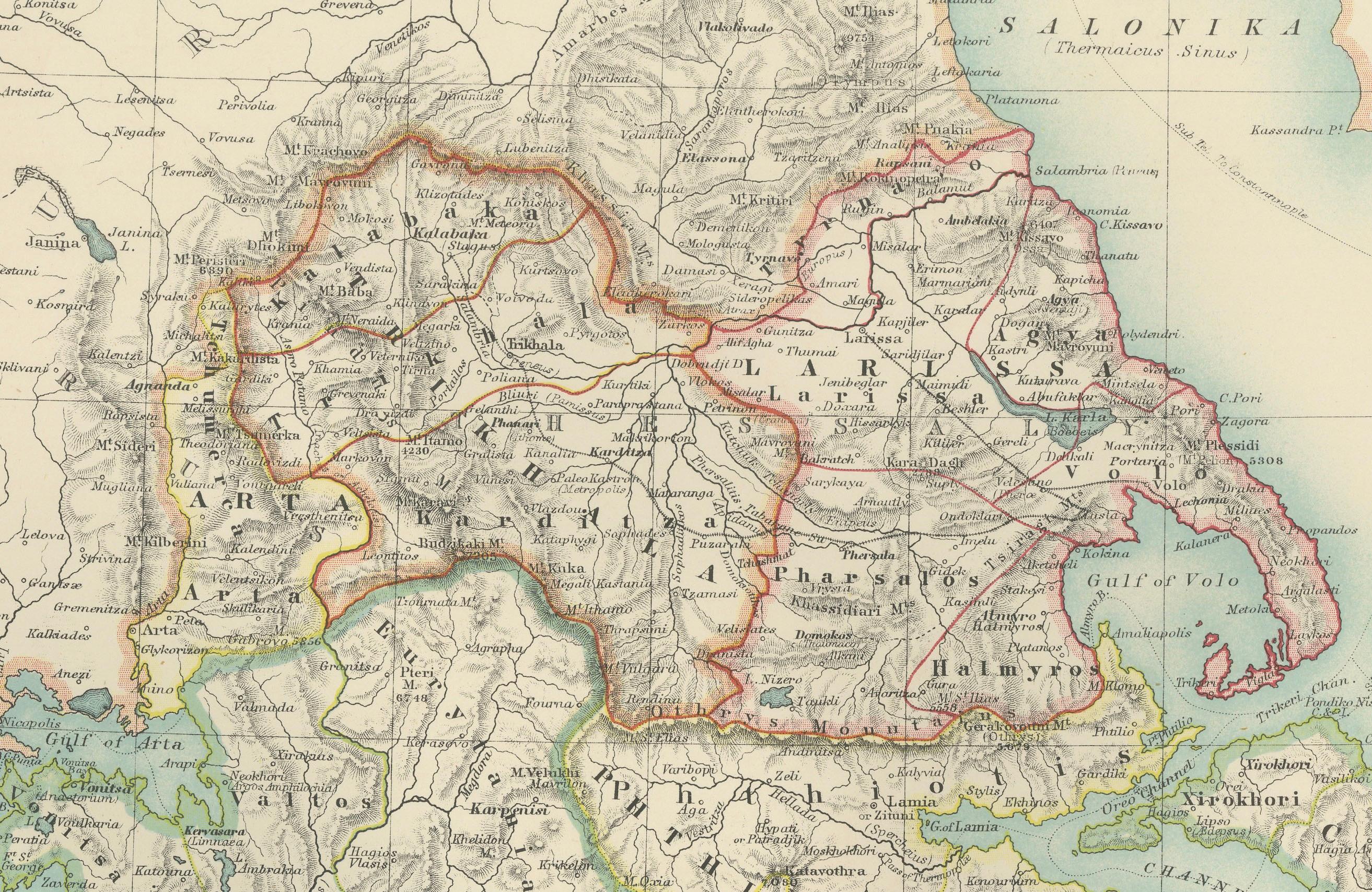 Antike Karte von Griechenland und den Cyclades, 1903, mit vielen Details und Insetkarten (20. Jahrhundert) im Angebot