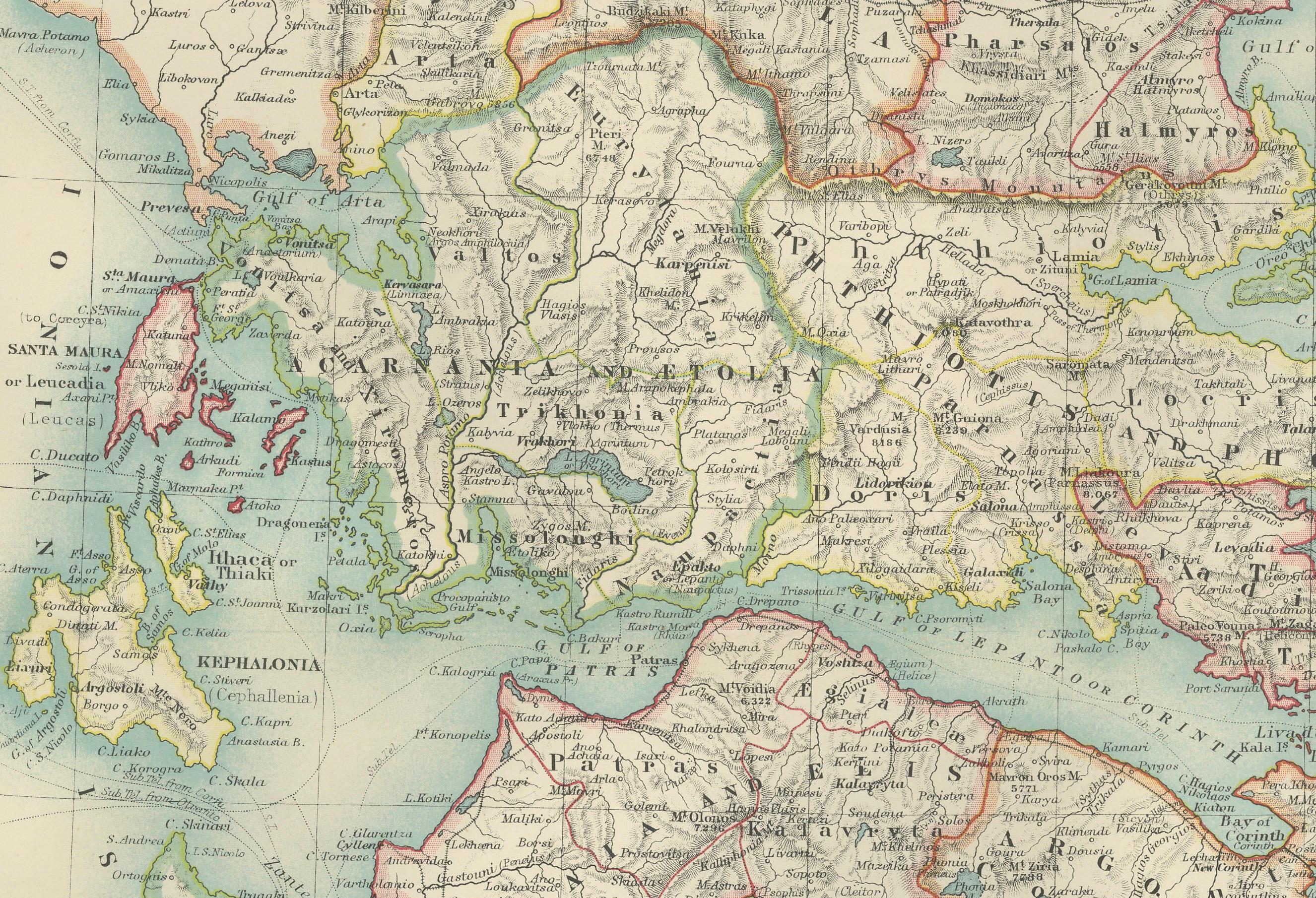 Antike Karte von Griechenland und den Cyclades, 1903, mit vielen Details und Insetkarten (Papier) im Angebot