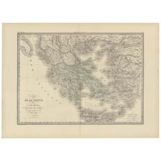 Antique Colourful Map of the Island of Java and Madura, Indonesia, C ...