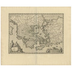 Mapa antiguo de Grecia por J. Jansson, hacia 1653