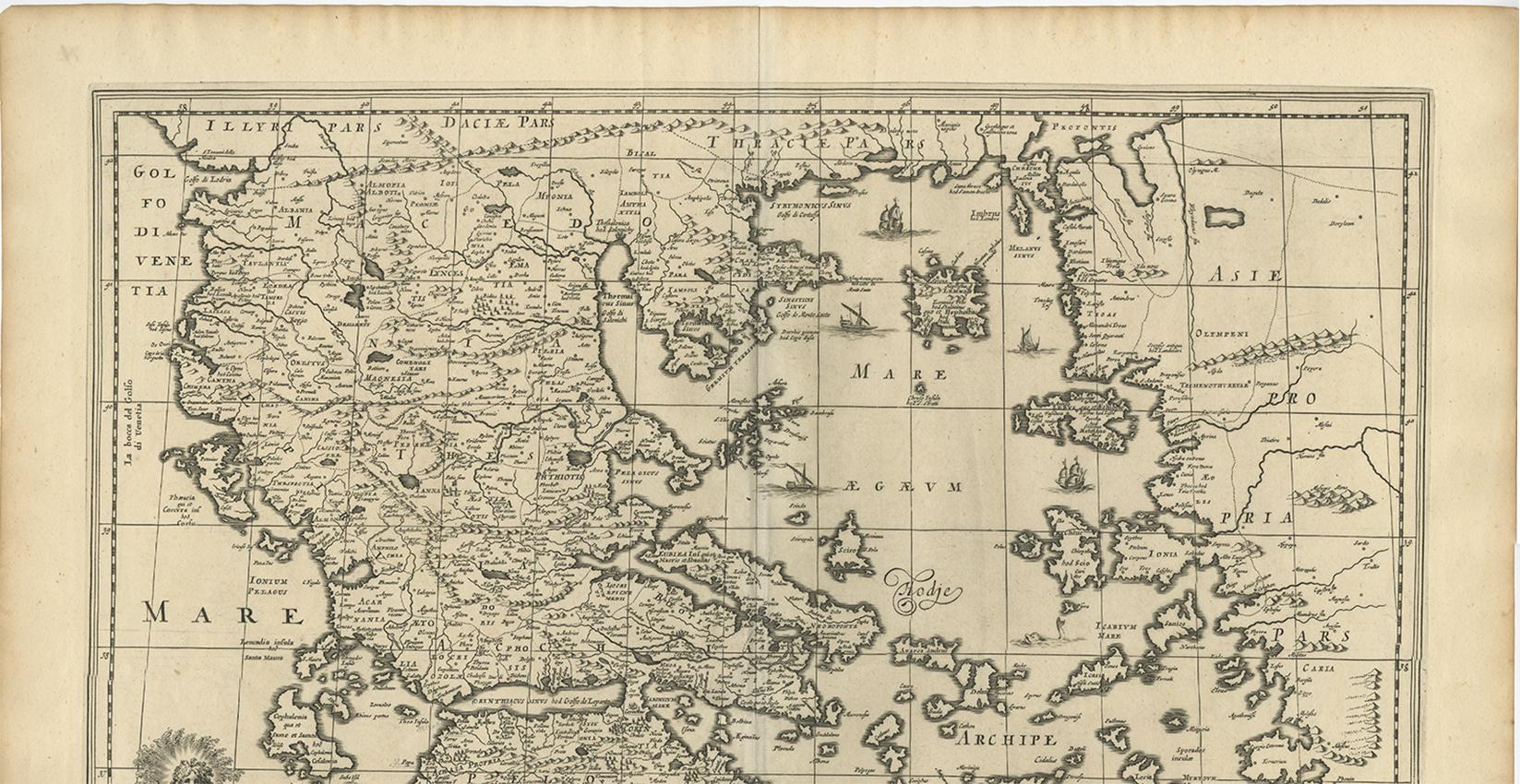 17th Century Antique Map of Greece by Allard (c.1698) For Sale