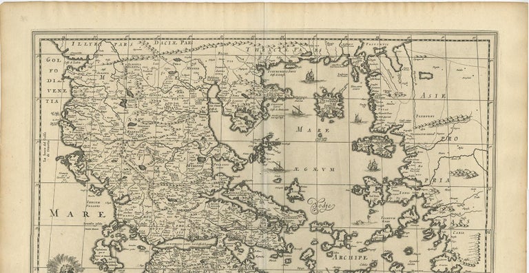 Paper Antique Map of Greece by Allard (c.1698) For Sale