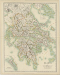 Antique Map of Greece by Johnston '1909'
