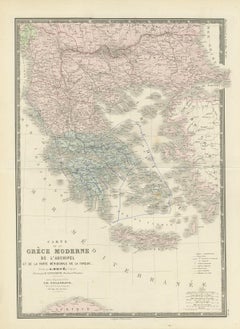 Antique Map of Greece by Levasseur, '1875'