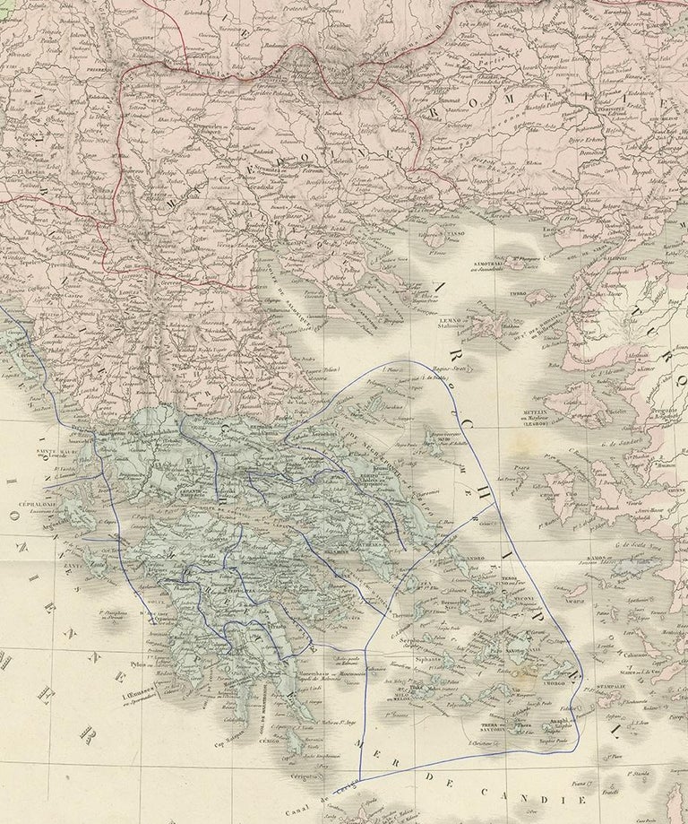 Antique Map of Greece by Levasseur, '1875' In Good Condition For Sale In Langweer, NL