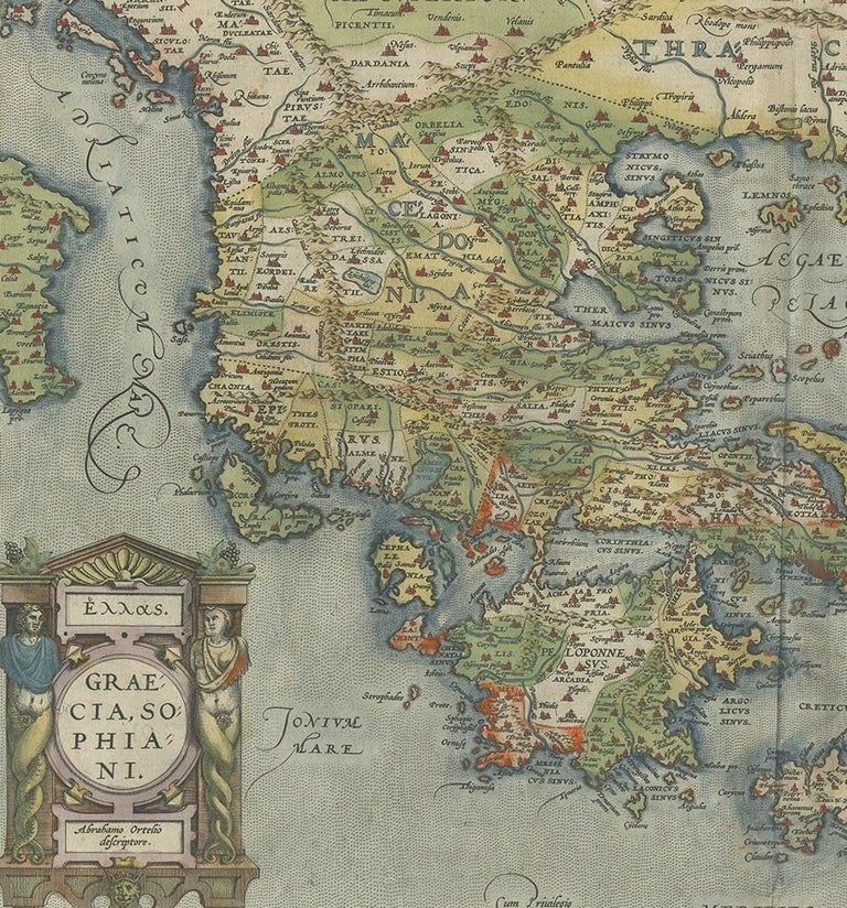 18th Century and Earlier Antique Map of Greece by Ortelius, circa 1579 For Sale