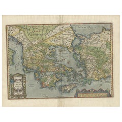 Antique Map of Greece by Ortelius, circa 1579