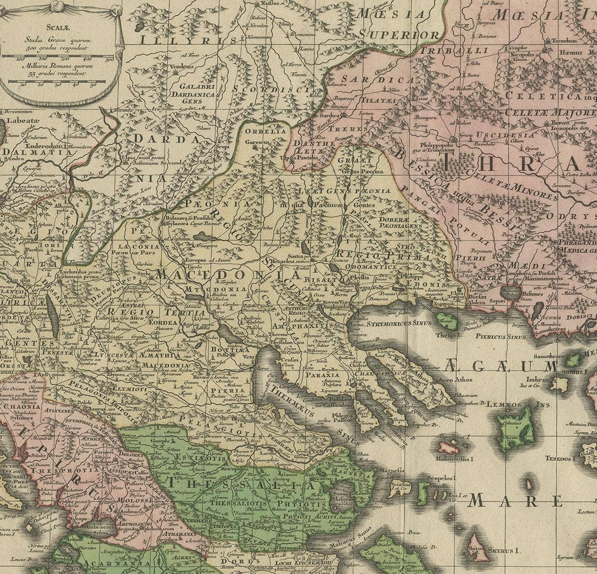 Antique Map of Greece by Seutter or Lotter, 'c.1740'