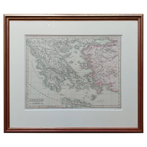 Original Antique Map in Frame of Greece by Smith '1818'