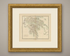Antique Map of Greece with the Morea, Negropont and Kephalonia, 1858