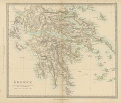 Antique Map of Greece with the Morea, Negropont and Kephalonia, 1858