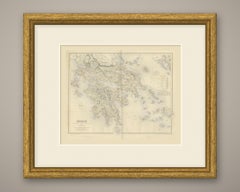Antique Map of Greece with the Northern Ionian Islands Inset, circa 1860