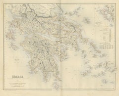 Antique Map of Greece with the Northern Ionian Islands Inset, circa 1860