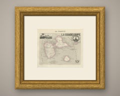 Antique Map of Guadeloupe, Marie-Galante and the Saintes, circa 1860