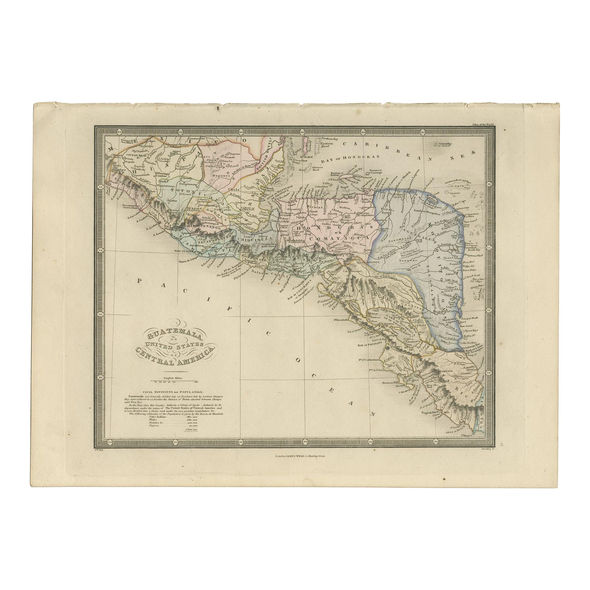 Antique Map of Guatemala by Wyld '1845'
