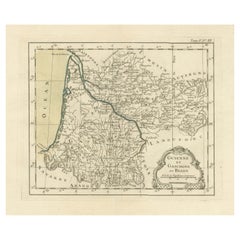 Carta geografica antica della Guyenne, della Guascogna e del Béarn, Francia
