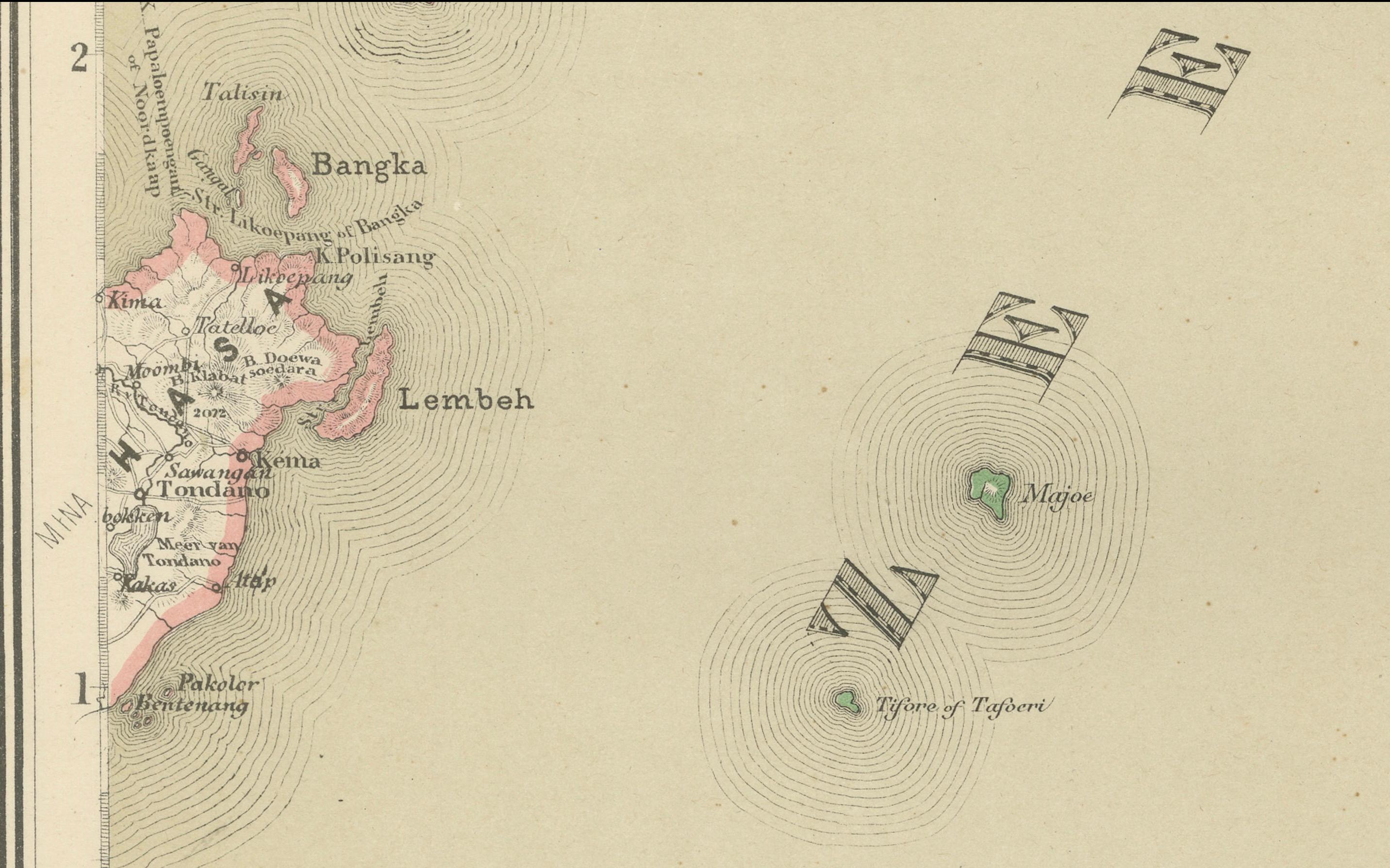 Mapa antiguo de Halmahera, Ternate, Tidore,  Molucas de Dornseiffen - 1884 Holandés en venta