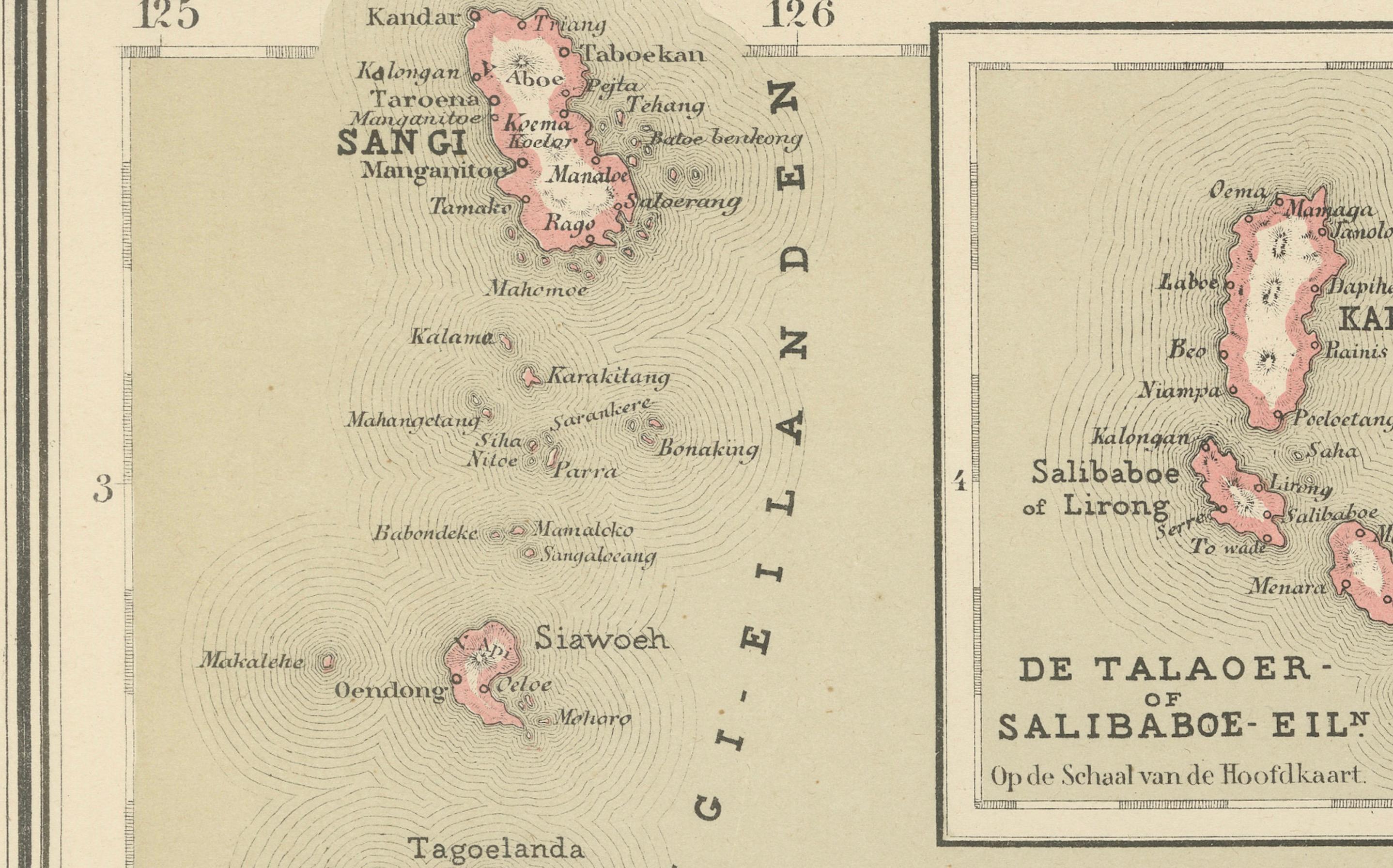 Mapa antiguo de Halmahera, Ternate, Tidore,  Molucas de Dornseiffen - 1884 en Bueno estado para la venta en Langweer, NL
