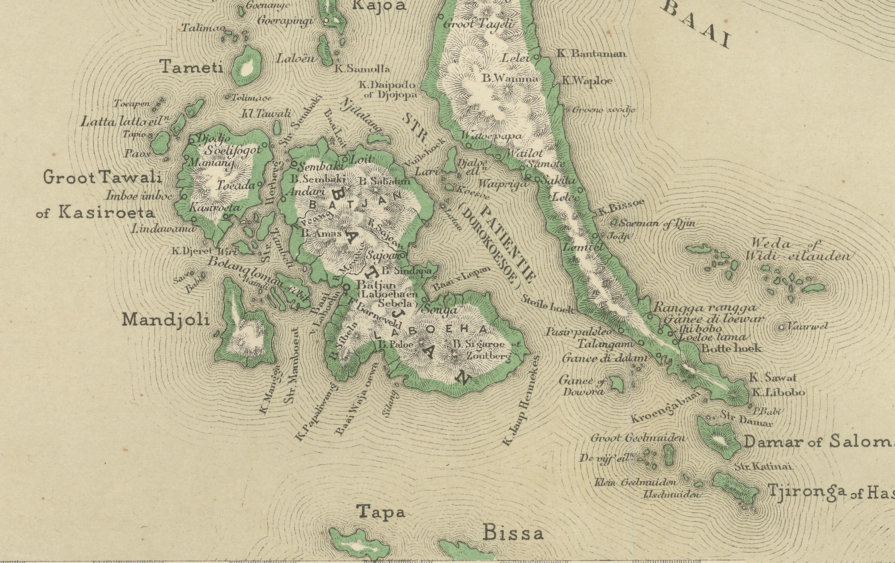 Mapa antiguo de Halmahera, Ternate, Tidore,  Molucas de Dornseiffen - 1884 en venta 1