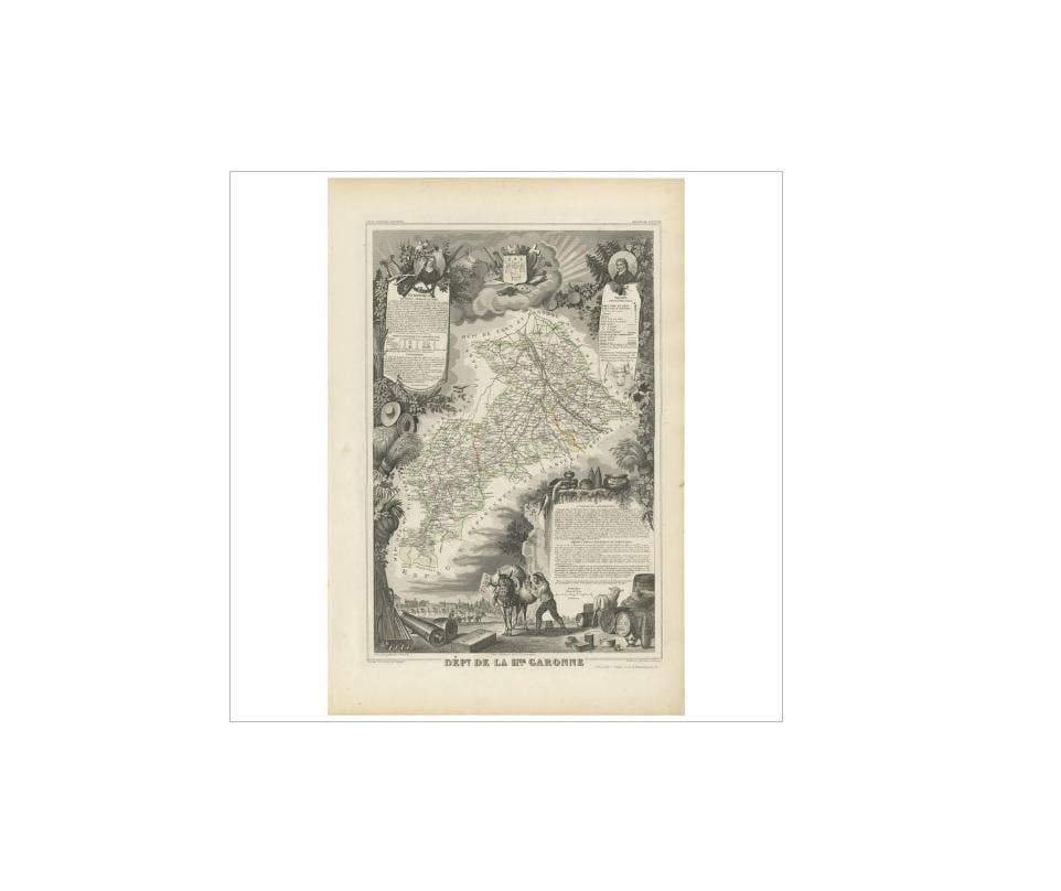 Antique Map of Haute-Garonne ‘France’ by V. Levasseur, 1854