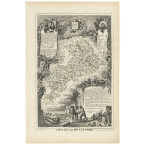 Antique Map of Haute-Garonne ‘France’ by V. Levasseur, 1854