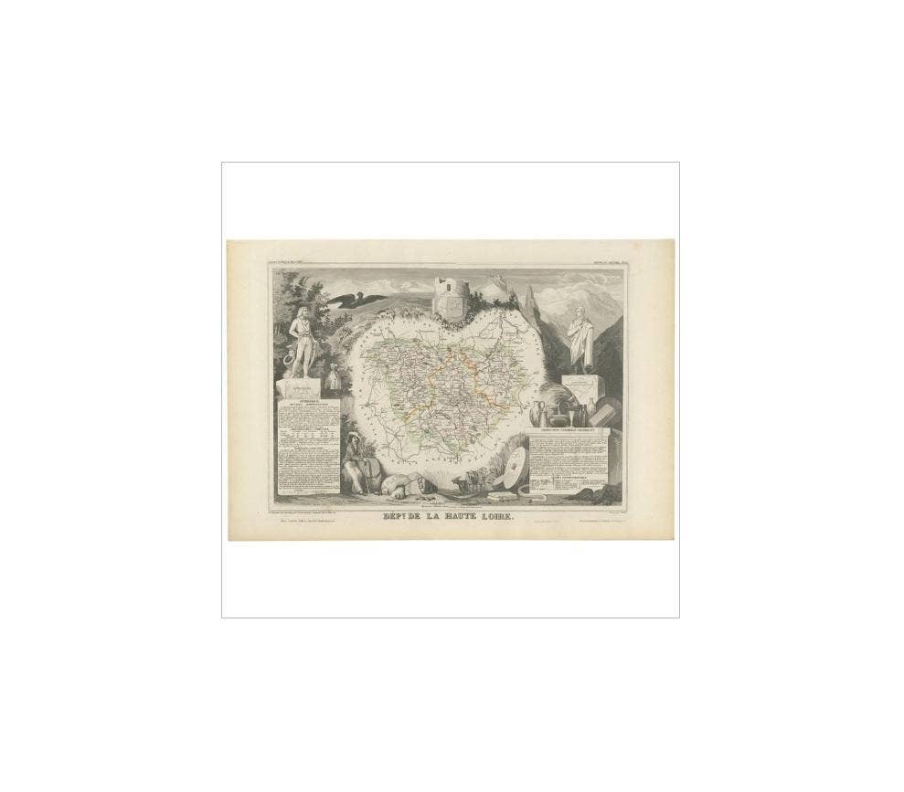 Antique Map of Haute Loire ‘France’ by V. Levasseur, 1854