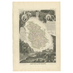 Antike Karte der französischen Haute Marne von V. Levasseur, 1854